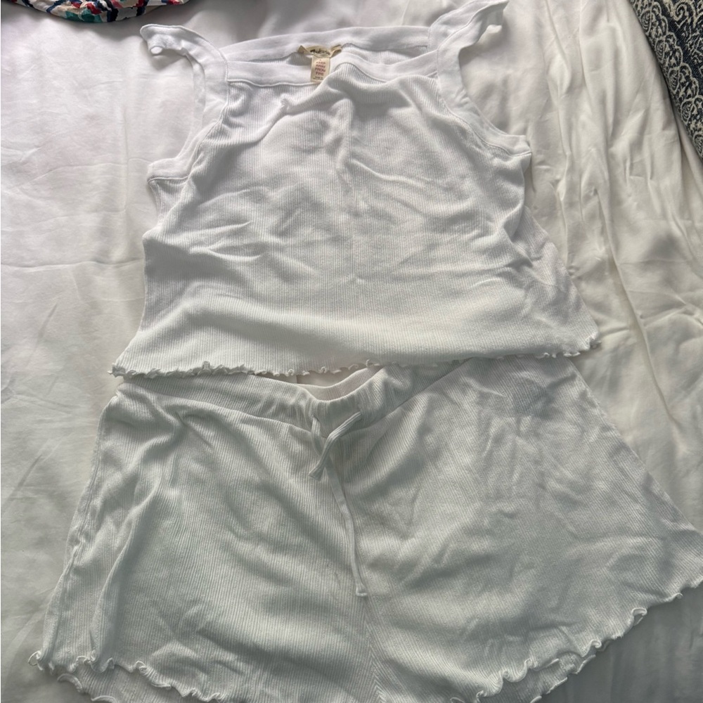 Madewell White Ribbed Sleepwear Set